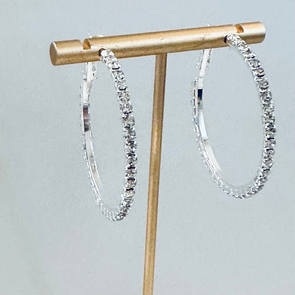 Rhinestone 2" Hoop Earrings